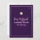 PixDezines Bar Mitzvah Silver/Plum Kaart (Voorkant)