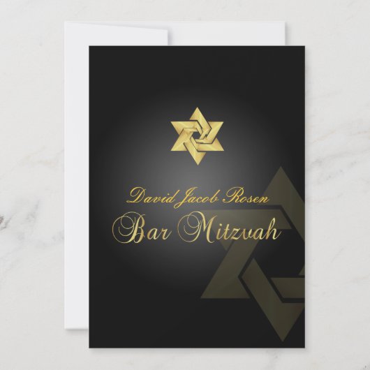 PixDezines BAR MITZVAH/STAR VAN DAVID/GOLD+BLACK Kaart (Achterkant)