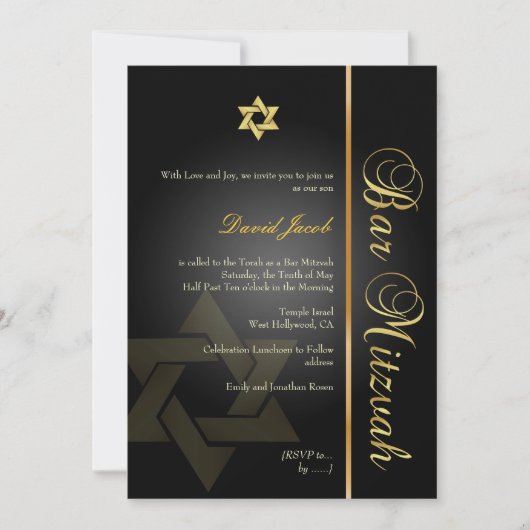 PixDezines BAR MITZVAH/STER VAN DAVID/GOUDBLAD+ZWA Kaart (Voorkant)