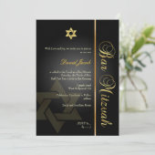 PixDezines BAR MITZVAH/STER VAN DAVID/GOUDBLAD+ZWA Kaart (Staand voorkant)