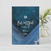 PixDezines Bar Mitzvah |Thunder Blue-Waterverf Kaart (Staand voorkant)
