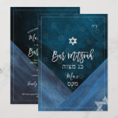 PixDezines Bar Mitzvah |Thunder Blue-Waterverf Kaart (Voorkant / Achterkant)