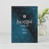 PixDezines Bar Mitzvah |Thunder Blue-Waterverf Kaart (Staand voorkant)
