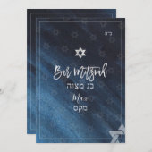 PixDezines Bar Mitzvah |Thunder Blue Waterverf Kaart (Voorkant / Achterkant)