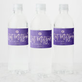 PixDezines Bar Mitzvah, Violet Waterverf + Blush Waterfles Etiket (Flessen)