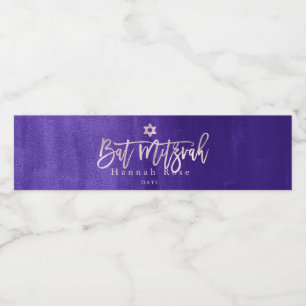 PixDezines Bar Mitzvah, Violet Waterverf + Blush Waterfles Etiket