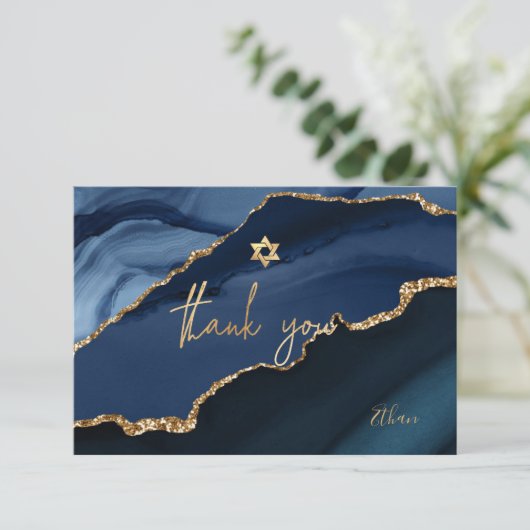 PixDezines Bar Mitzvah Waterverf Agate Dank u  Bedankkaart (Staand voorkant)