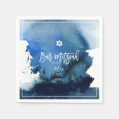 PixDezines Bar Mitzvah |Waterverf Ocean Blue Servet (Voorkant)