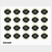 PixDezines Barok Damask/Faux Silver+Green Ronde Sticker (Vel)