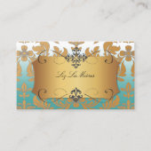 PixDezines Barok damast/blauwgroen Visitekaartje (Voorkant)