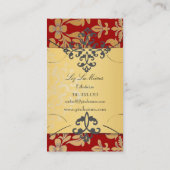 PixDezines Barok damast/rood Visitekaartje (Achterkant)
