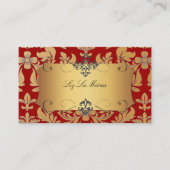 PixDezines Barok damast/rood Visitekaartje (Voorkant)