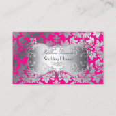 PixDezines barokdemask faux Silver/Hot Roze Visitekaartje (Voorkant)