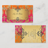PixDezines Barokdemask/oranje+roze Visitekaartje (Voorkant / Achterkant)