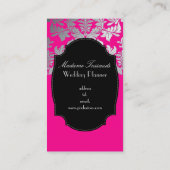 PixDezines barokke damast faux zilver/hot pink Visitekaartje (Achterkant)