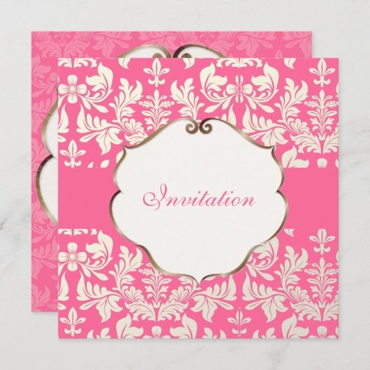 PixDezines Baronische Damask/Roze/DIY kleur Kaart (Voorkant / Achterkant)