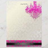 PixDezines Baroque Damask/hot-roze chandelaar Briefhoofd (Voorkant)