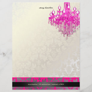 PixDezines Baroque Damask/hot-roze chandelaar Briefhoofd