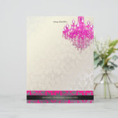 PixDezines Baroque Damask/hot-roze chandelaar Briefhoofd (Staand voorkant)