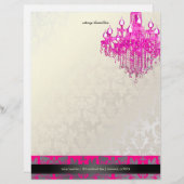 PixDezines Baroque Damask/hot-roze chandelaar Briefhoofd (Voorkant / Achterkant)