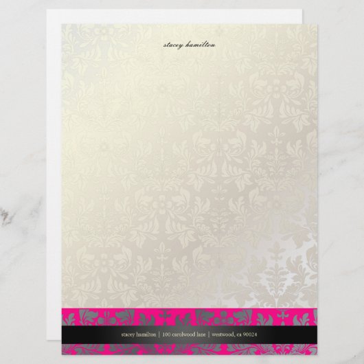 PixDezines Baroque Damask/hot-roze Custom Briefhoofd (Voorkant / Achterkant)