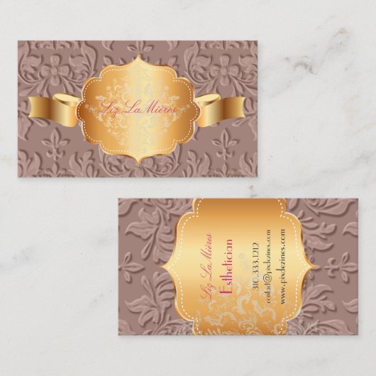 PixDezines Baroque damask/mauve Visitekaartje (Voorkant / Achterkant)