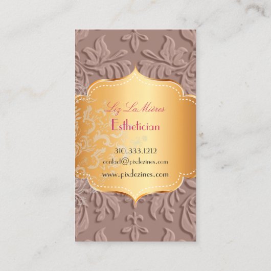 PixDezines Baroque damask/mauve Visitekaartje (Achterkant)