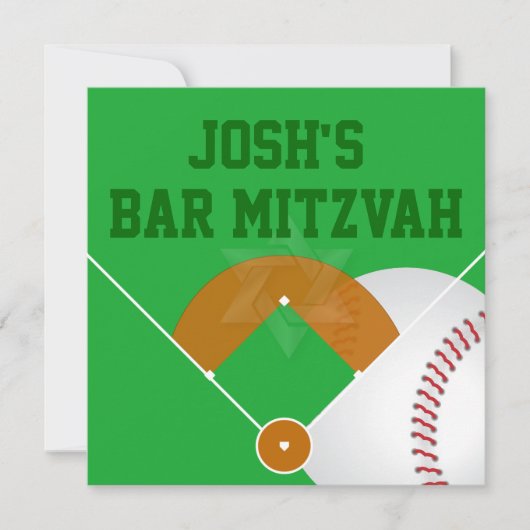 PixDezines ✡ Baseball Diamant/ Bar Mitzvah Kaart (Voorkant)