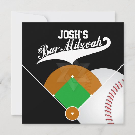 PixDezines ✡ Baseball Diamant/ Bar Mitzvah Kaart (Voorkant)