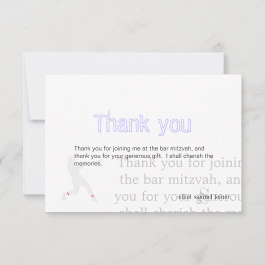 PixDezines Baseball Hartelijk dank, flatje Bedankkaart (Achterkant)