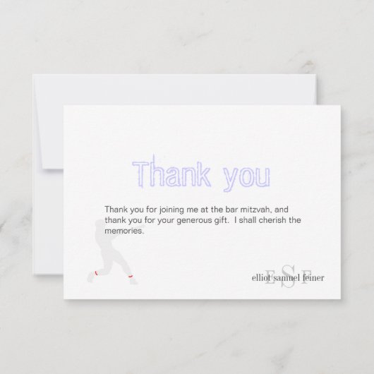 PixDezines Baseball Hartelijk dank, flatje Bedankkaart (Achterkant)