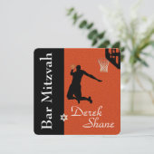 ✡ PixDezines Basketbal Bar Mitzvah Uitnodiging (Staand voorkant)