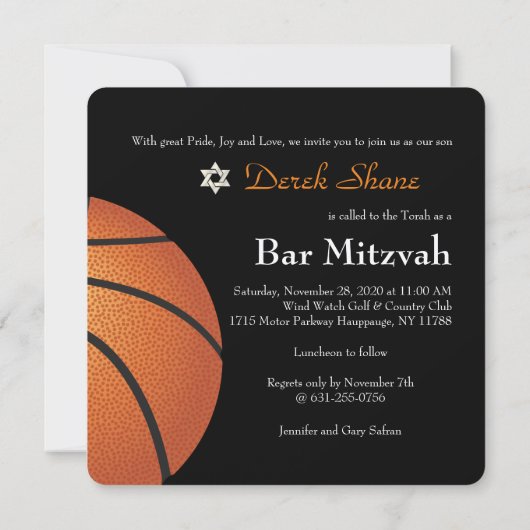 ✡ PixDezines Basketbal Bar Mitzvah Uitnodiging (Achterkant)