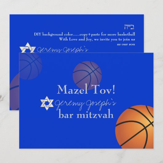 ✡ PixDezines Basketball Bar Mitzvah/DIY Color Kaart (Voorkant / Achterkant)