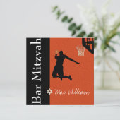 ✡ PixDezines Basketball Bar Mitzvah Kaart (Staand voorkant)
