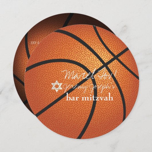 ✡ PixDezines Basketball Bar Mitzvah Kaart (Voorkant / Achterkant)
