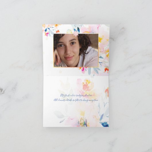 PixDezines Bat Mitzvah bedankt/waterverf Bedankkaart (Binnen)