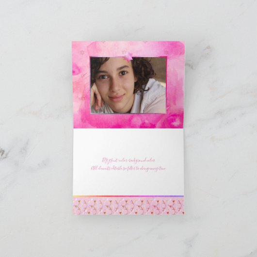 PixDezines Bat Mitzvah bedankt/waterverf Bedankkaart (Binnen)