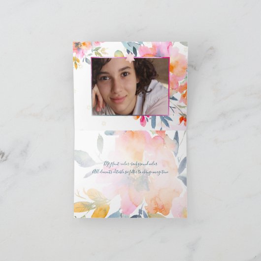 PixDezines Bat Mitzvah bedankt/waterverf Bedankkaart (Binnen)