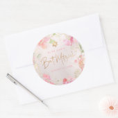 PixDezines Bat Mitzvah, Bloemen Waterverf, Blozen Ronde Sticker (Envelop)