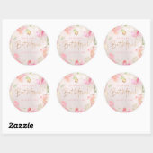 PixDezines Bat Mitzvah, Bloemen Waterverf, Blozen Ronde Sticker (Vel)