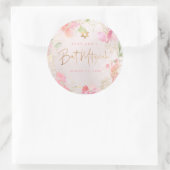 PixDezines Bat Mitzvah, Bloemen Waterverf, Blozen Ronde Sticker (Tas)