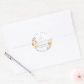 PixDezines Bat Mitzvah, Bloemencrème, Waterverf Ronde Sticker (Envelop)