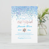 PixDezines Bat Mitzvah/Blue/Aqua/Blauwgroen/Confet Kaart (Staand voorkant)