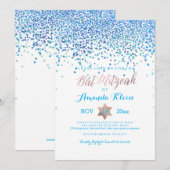 PixDezines Bat Mitzvah/Blue/Aqua/Blauwgroen/Confet Kaart (Voorkant / Achterkant)