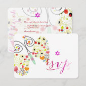 PixDezines Bat Mitzvah/butterflies RSVP Kaartje (Voorkant / Achterkant)