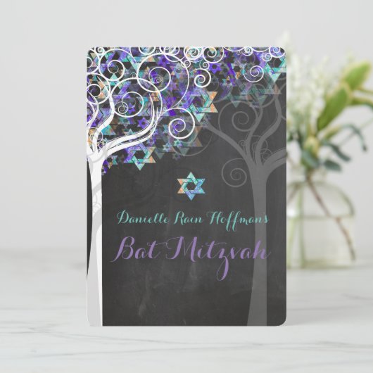 PixDezines Bat Mitzvah/Chalkboard Kaart (Staand voorkant)