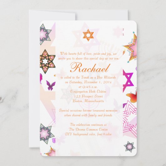 PixDezines bat mitzvah/collage Kaart (Achterkant)