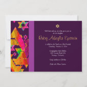 PixDezines Bat Mitzvah Foto/Psychedelic Stars/ Kaart (Achterkant)