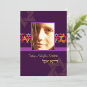 PixDezines Bat Mitzvah Foto + Psychedelic Stars Kaart (Staand voorkant)